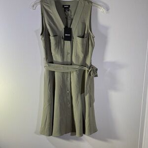 DKNY Olive Button-Front Midi Dress